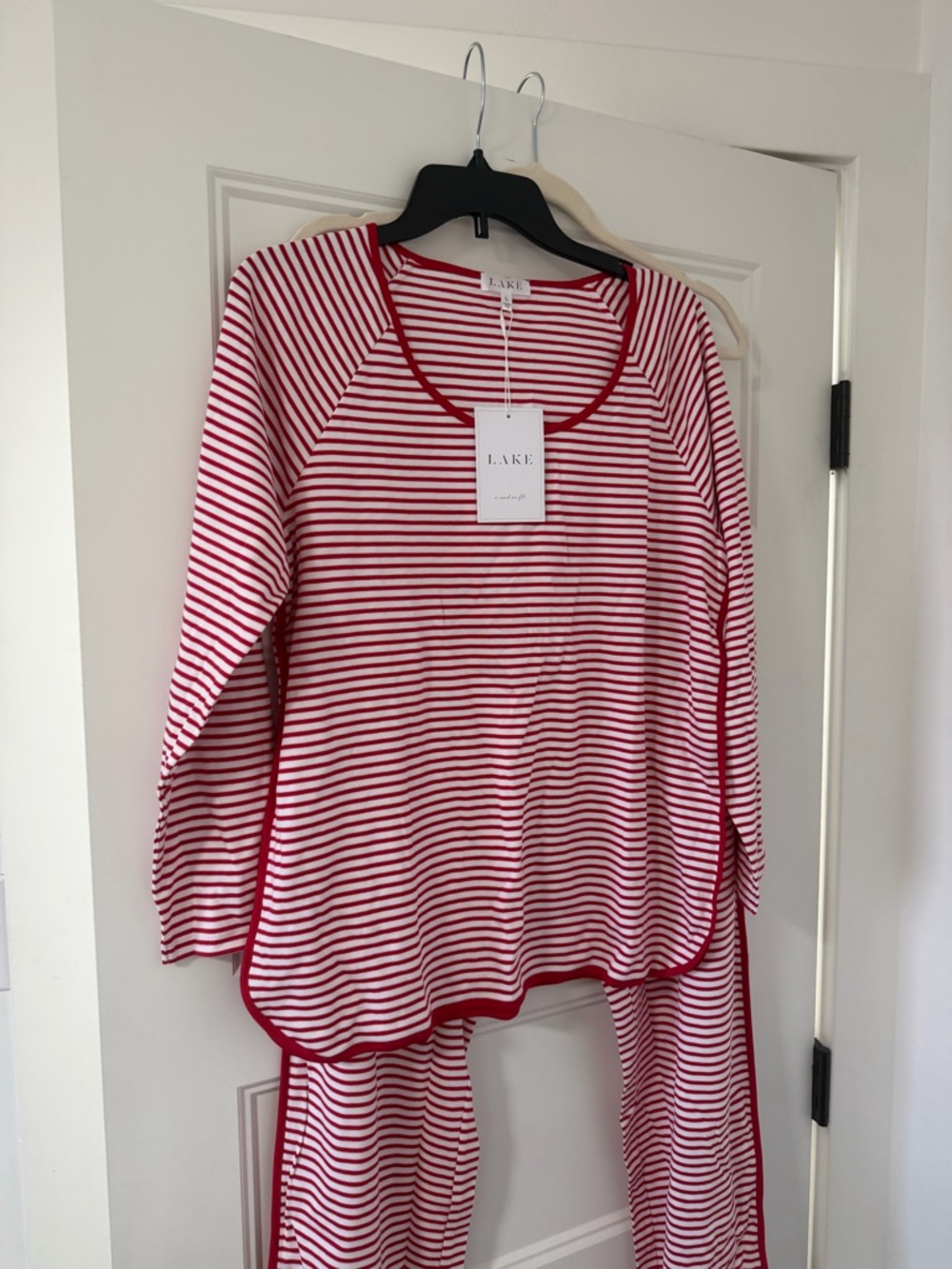 (NWT) LAKE Red & White Striped Lounge Set Top and Pant Womens - Size L